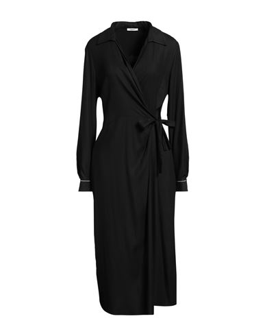 Shop Peserico Woman Midi Dress Black Size 10 Viscose, Wool, Elastane