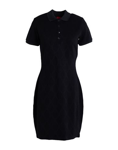 HUGO BOSS HUGO WOMAN MINI DRESS BLACK SIZE L VISCOSE, POLYESTER, ELASTANE 