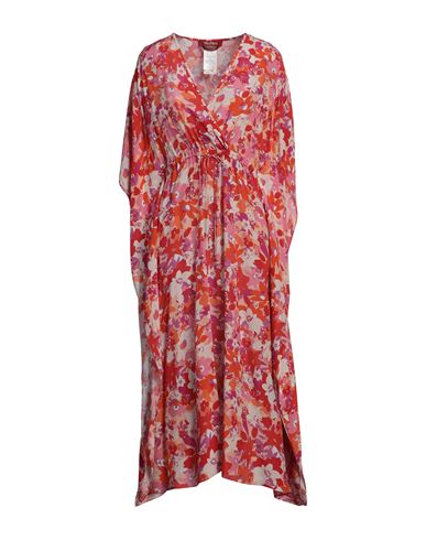 Shop Max Mara Studio Woman Midi Dress Coral Size 8 Silk In Red