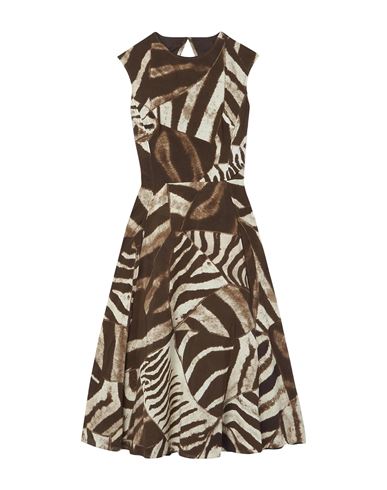 Polo Ralph Lauren Ralph Lauren Collection Woman Midi Dress Brown Size 12 Viscose, Linen In Brown