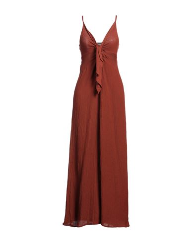 Faithfull Woman Maxi Dress Brown Size 6 Linen, Rayon In Brown