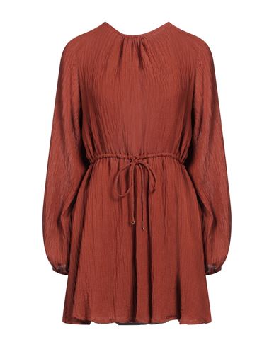 Faithfull Woman Mini Dress Brown Size 8 Linen, Rayon In Brown