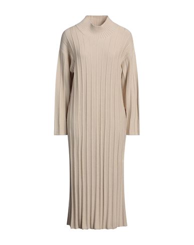 Max Mara Woman Midi Dress Beige Size Xl Virgin Wool In Neutral