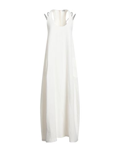 Brunello Cucinelli Woman Maxi Dress White Size M Viscose, Linen, Brass