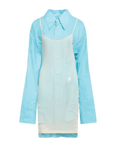 Mm6 Maison Margiela Woman Midi Dress Azure Size L Cotton, Polyamide, Elastane In Blue