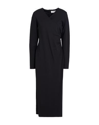 Meimeij Woman Midi Dress Black Size 4 Viscose, Polyamide, Elastane In Black