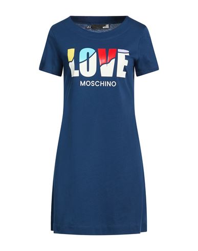 Love Moschino Woman Mini Dress Navy Size 6 Cotton, Elastane In Blue