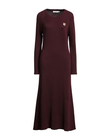 Maison Kitsuné Solid Color Crew-neck Dress With Fox Embroidery In Red