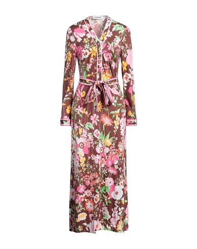 Leonard Paris Woman Maxi Dress Brown Size 14 Polyamide In Brown