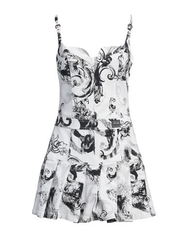 Versace Jeans Couture Woman Mini Dress Off White Size 6 Cotton, Elastane In Off White