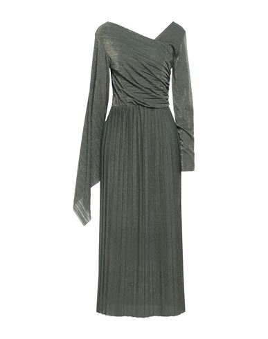 Kaos Woman Midi Dress Sage Green Size 8 Polyester, Viscose, Polyamide, Metallic Polyester, Elastane In Green