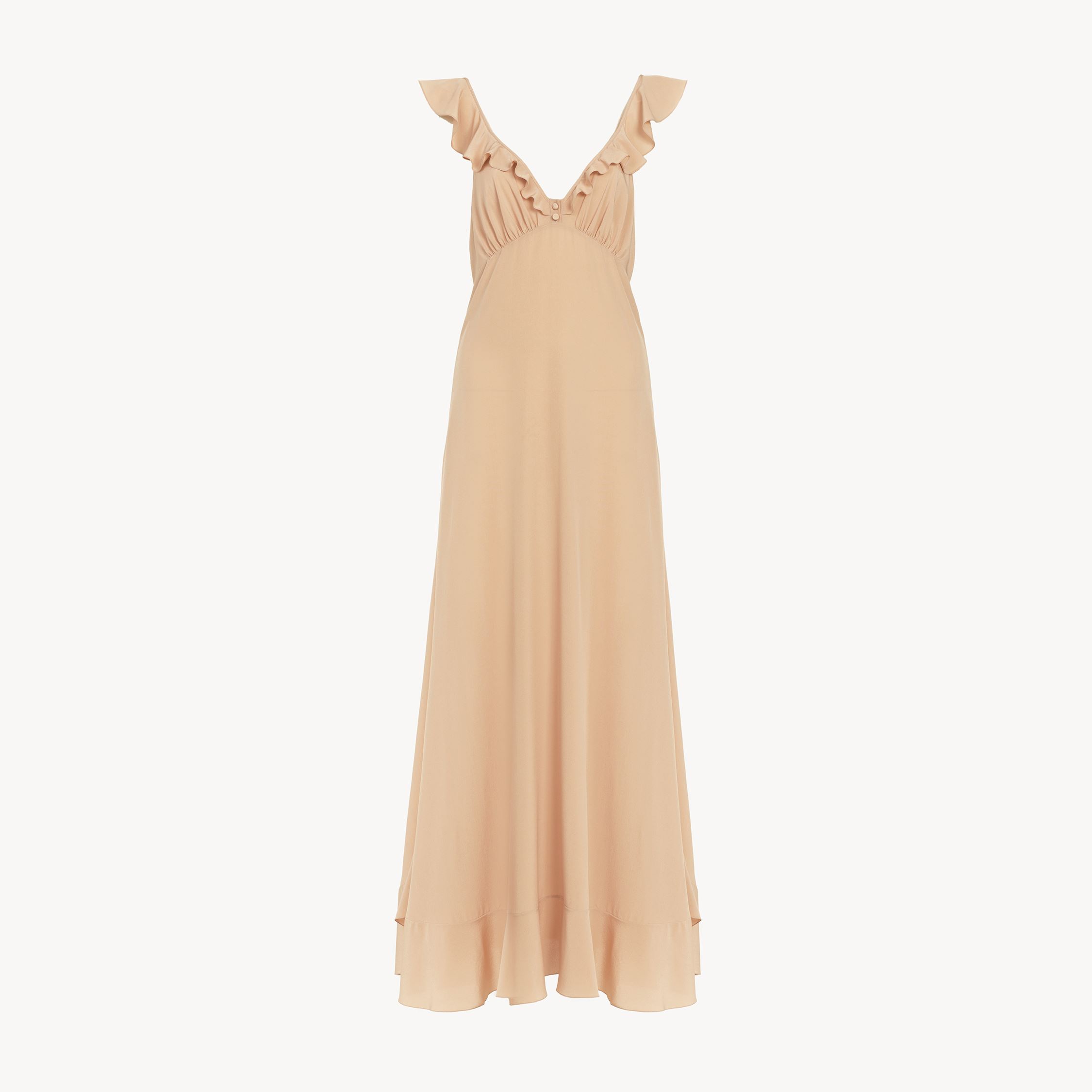 Chloé Robe Longue En Crêpe De Chine Femme Brun Taille 42 100% Soie In Brown