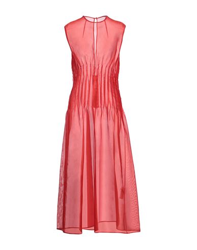 Khaite Woman Midi Dress Tomato Red Size 8 Silk In Tomato Red