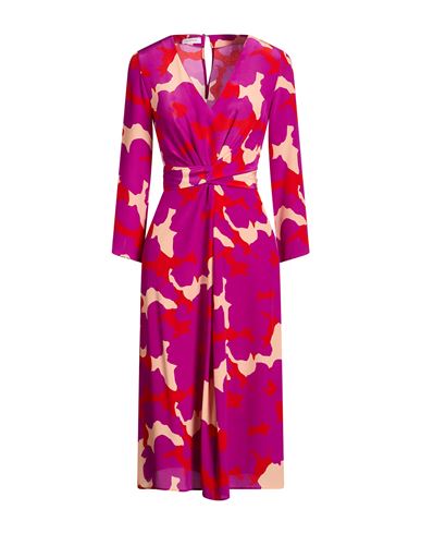 Rosso35 Woman Midi Dress Purple Size 10 Silk In Pink
