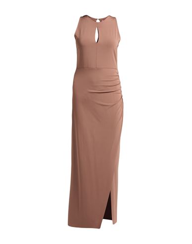 Kaos Woman Maxi Dress Light Brown Size 8 Acetate, Polyamide, Elastane In Brown