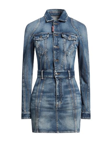 Dsquared2 Woman Mini Dress Blue Size 4 Cotton, Elastane
