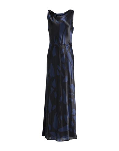 Antonelli Woman Maxi Dress Midnight Blue Size 12 Silk In Black
