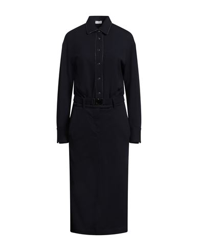 Brunello Cucinelli Woman Maxi Dress Midnight Blue Size S Virgin Wool, Elastane, Ecobrass In Blue