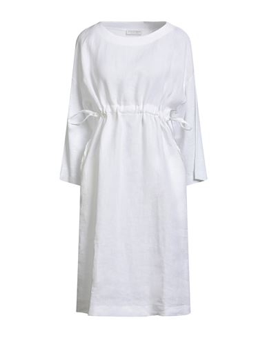 Le Tricot Perugia Woman Midi Dress White Size 8 Linen In White