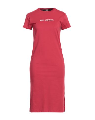 Karl Lagerfeld Woman Midi Dress Red Size Xs Organic Cotton In Red