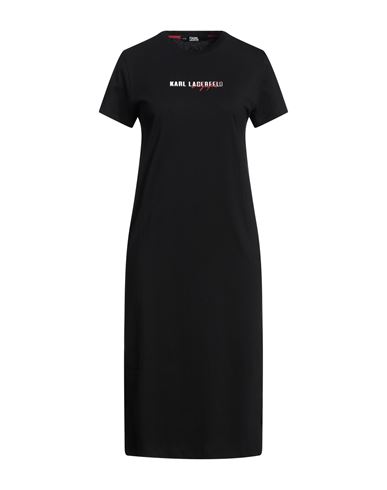 Karl Lagerfeld Woman Midi Dress Black Size M Organic Cotton In Black