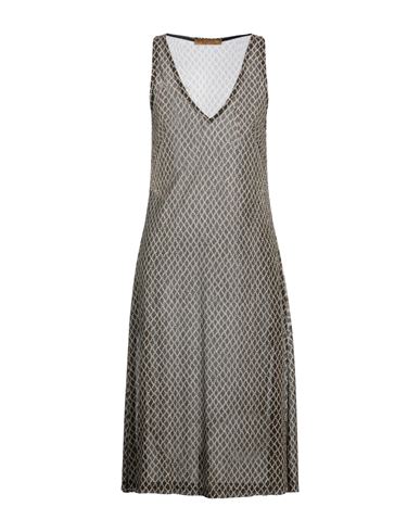 Siyu Woman Midi Dress Dark Brown Size 10 Viscose, Polyester, Polyamide