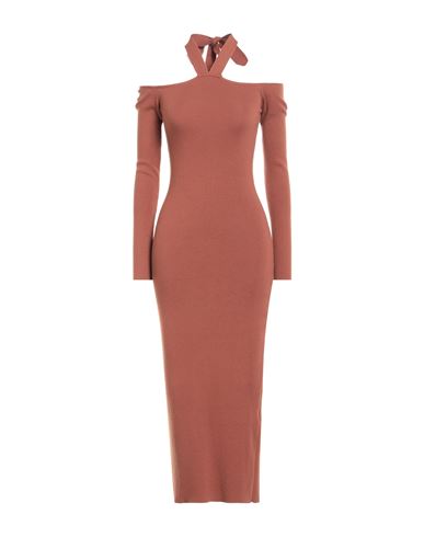 Akep Woman Midi Dress Light Brown Size 4 Viscose, Polyester, Polyamide In Sand