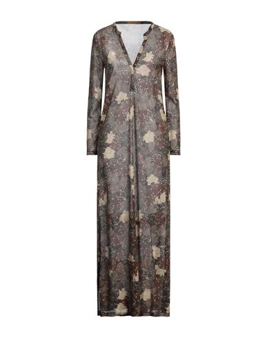 Siyu Woman Maxi Dress Brown Size 6 Viscose, Polyester, Polyamide