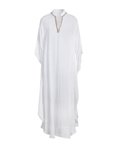 Shop 120% Lino Woman Maxi Dress White Size L Linen