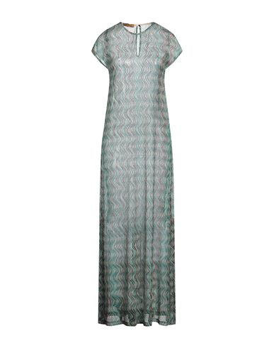 Siyu Woman Maxi Dress Green Size 8 Polyester, Metallic Fiber