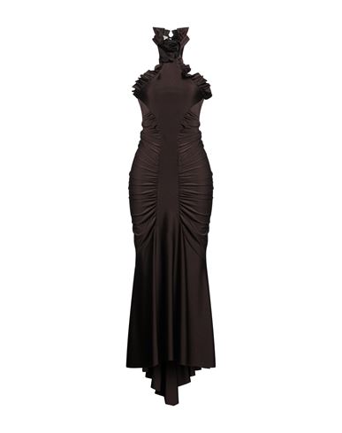Shop Philosophy Di Lorenzo Serafini Woman Maxi Dress Dark Brown Size 8 Polyamide, Elastane