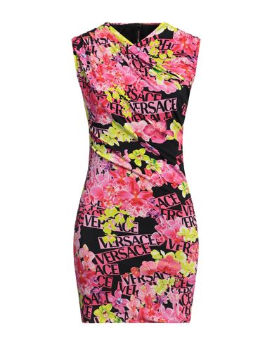 Versace Floral-print Jersey Minidress In Magenta