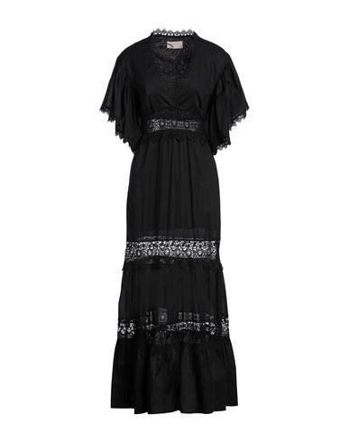 Kaos Jeans Woman Maxi Dress Black Size 12 Cotton In Black