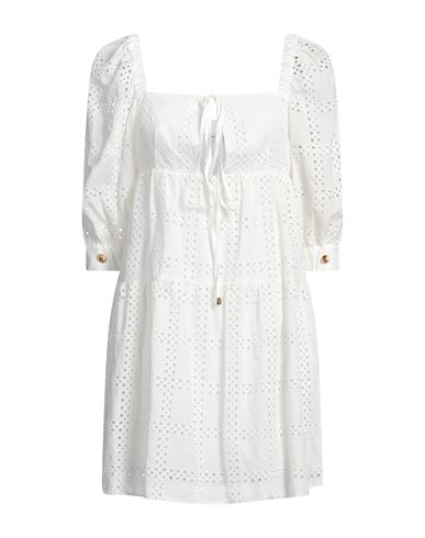 Shop Simona Corsellini Woman Mini Dress White Size 4 Polyester, Cotton, Polyamide