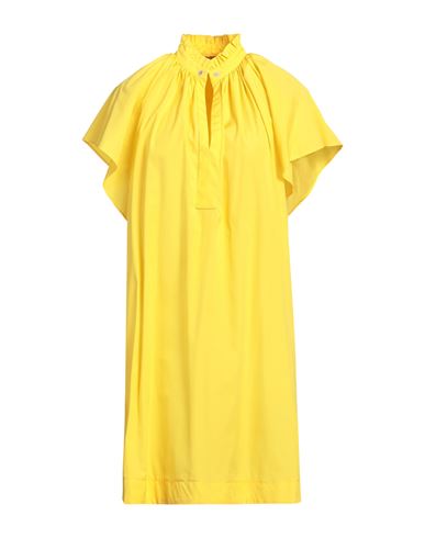 Max Mara Poplin Mini Dress With Flounce In Yellow