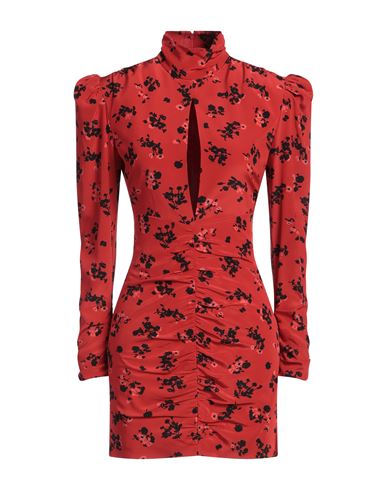 Alessandra Rich Silk Dress With Drapery On The Front In Red