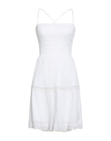 Guess Woman Mini Dress White Size Xl Cotton In Multi