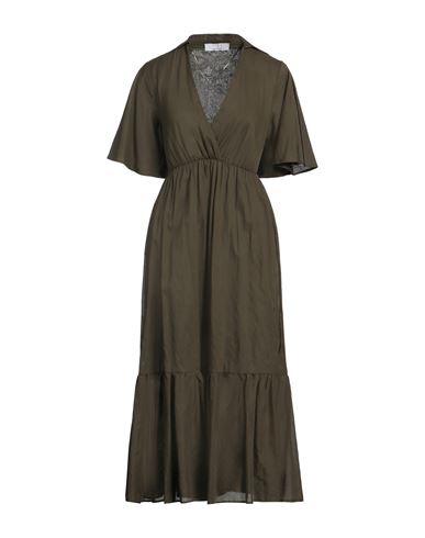 Kaos Woman Midi Dress Military Green Size 8 Cotton In Green