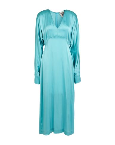 Semicouture Woman Midi Dress Turquoise Size 8 Acetate, Silk In Blue