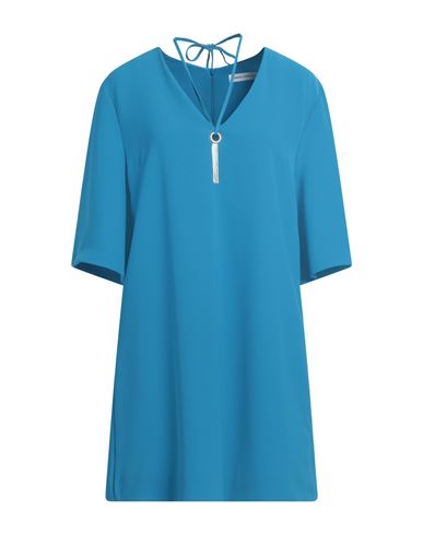 Simona Corsellini Woman Mini Dress Azure Size 10 Polyester, Elastane In Blue