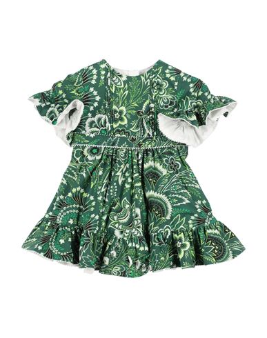 Etro Woman Baby Dress Green Size 9 Cotton In Green