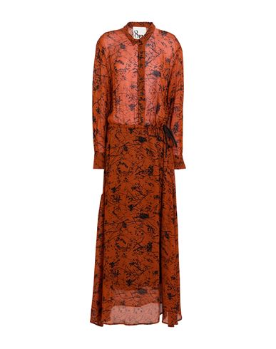 8pm Woman Maxi Dress Brown Size S Viscose, Polyester In Brown