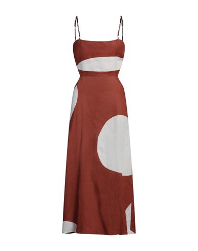 Liviana Conti Woman Maxi Dress Rust Size 10 Linen