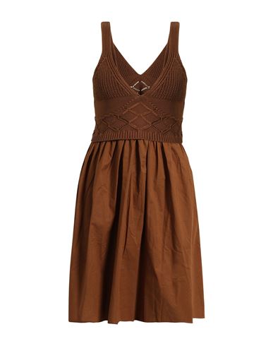 Liu •jo Woman Mini Dress Brown Size S Cotton, Elastane In Brown