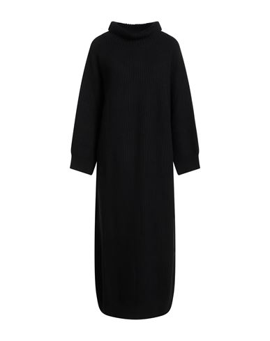 Antonelli Woman Midi Dress Black Size Xl Virgin Wool, Silk, Cashmere In Black
