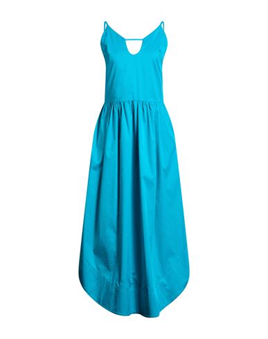 Jijil Woman Maxi Dress Turquoise Size 6 Cotton, Polyamide, Elastane, Polyester In Blue
