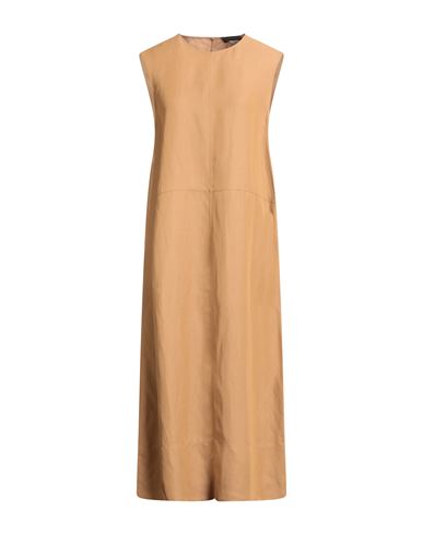 Fabiana Filippi Woman Midi Dress Camel Size 6 Viscose, Linen In Sand