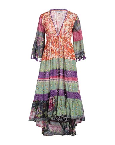 Fabrique Beachwear Woman Midi Dress Orange Size M Cotton In Orange