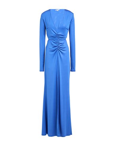 PATRIZIA PEPE PATRIZIA PEPE WOMAN MAXI DRESS BLUE SIZE 3 POLYESTER, ELASTANE 