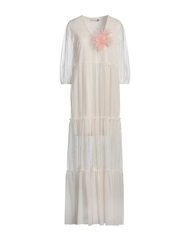 HAVEONE HAVEONE WOMAN MAXI DRESS CREAM SIZE M POLYESTER 